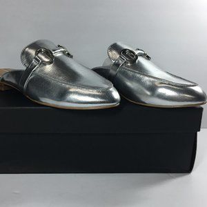 Tahari Ta-Frenchie Silver Backless Women's Slide-On Loafer Shoe Size 8.5 or 8